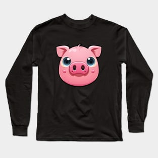 Cute Pink Pig Face Long Sleeve T-Shirt